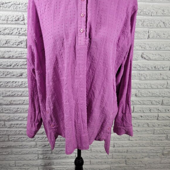 Rafaella Womens Top 2X Plus Roll Tab Sleeve Lavender Swiss Dot Asymmetric PUR70E - Picture 4 of 9